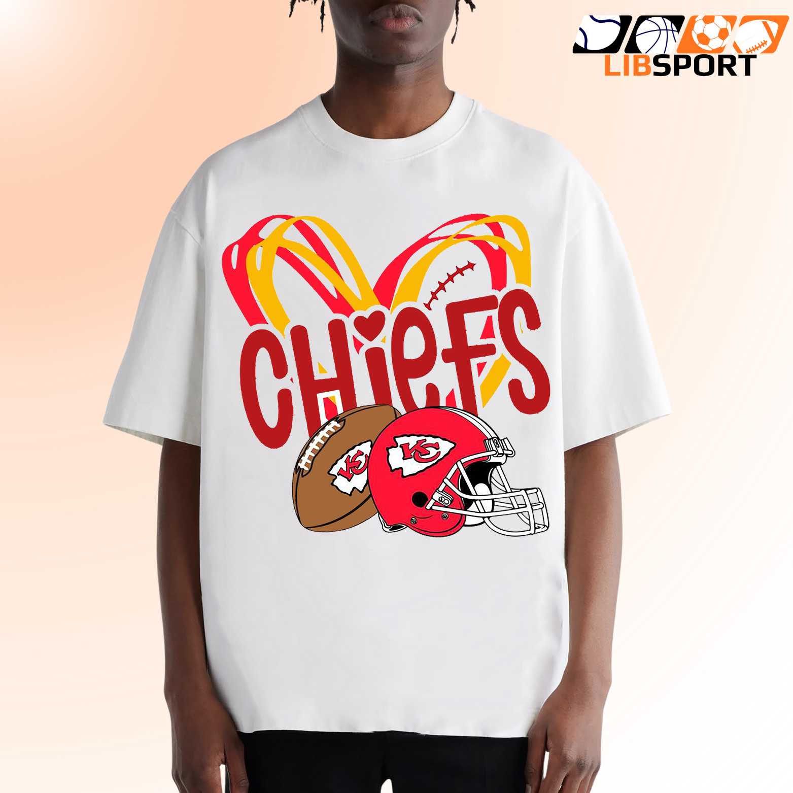 Kansas City Chiefs T Shirt, Football Heart Helmet Tee, Unisex Nfl Fan Gift